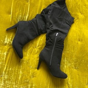 Women’s black micro suede knee high boots